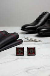Red Enamel Square Cufflinks